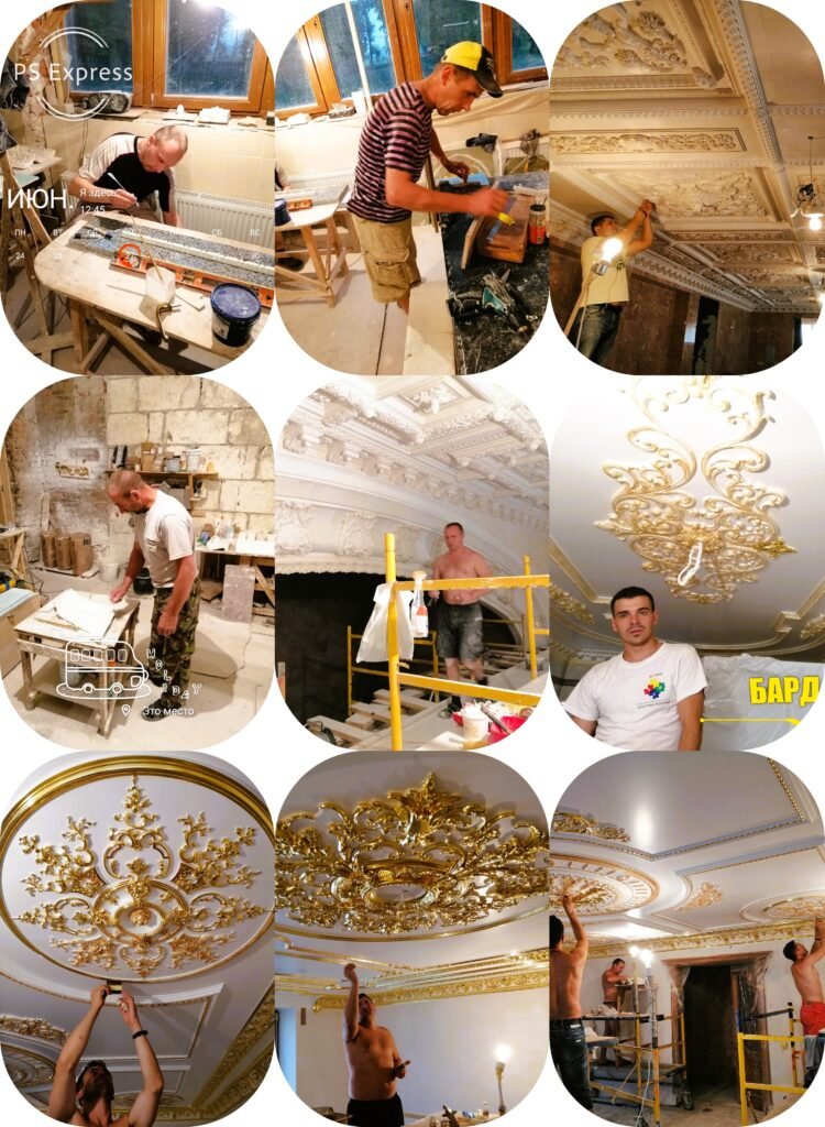 Professional plaster moulding installation in a London home