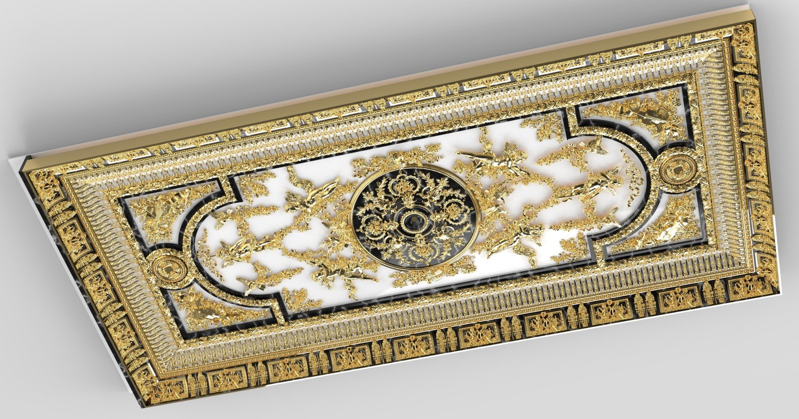 decorative plaster ceiling detail with cornice and lighting