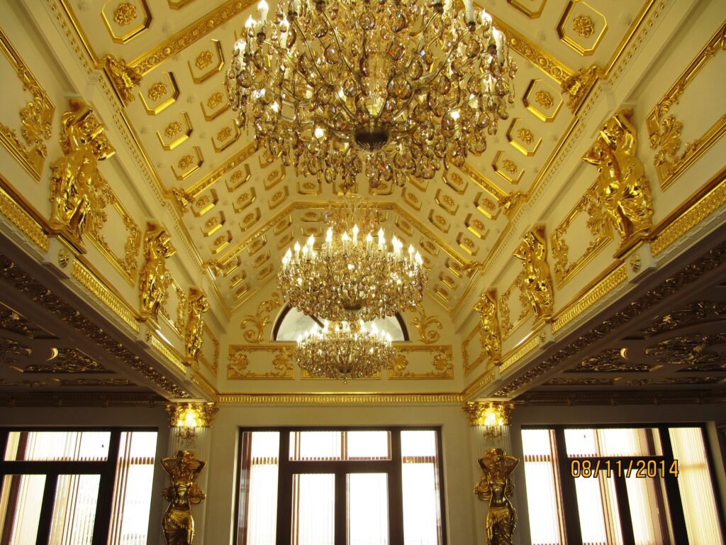 classical decorative plaster cornices in elegant interior